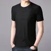 T-shirt da uomo 2023 estate uomo O collo top moda sottile elastico casual uomo Quick Dry campagna manica corta maglietta Homme A57