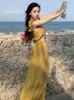 Work Dresses Beach Vacation Sexy 2 Piece Outfits Sweet Women Strap Sleeveless Short Crop Tops Shirt Blouse Femme Maxi Skirt Mujer Verano