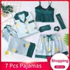 Vêtements de nuit pour femmes 7 pièces/ensemble dames pyjama ensemble 2023 pyjamas pièces pour femmes vêtements de nuit sommeil vêtements costume doux maison déshabillé