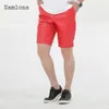 Shorts pour hommes Samlona Plus Taille Faxu Pu Cuir Rouge Kaki Pantalon court Été Sexy Mode Stand Poche Homme 230322