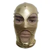 Kostymtillbehör Guldmask unisex zentai kostymer festtillbehör halloween huva cosplay kostymer glänsande metallmask öppna stora ögon och munhål