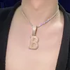 A-Z nom personnalisé Bling CZ lettre pendentif avec gratuit 3mm 24 pouces corde chaîne or argent Bling zircone hommes Hip Hop bijoux