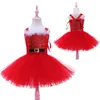 Vestidos casuais natal para meninas mangas tutu princesa vestido com roupas de cabeça de chumbo