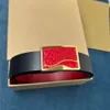 Classic Men Belt Fashion Double-sided Cowhide Smooth Buckle Denim Belt Top Designer Black Belts Red Base Width 3.5cm With Exquisite Gift Box