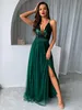 Abiti casual Yissang Mesh Paillettes Scollo a V Donna 2023 Cocktail Party Backless Summer Maxi Long Bodycon Elegante 230321