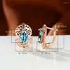 Brincos de costas 1 par feminino de feminino marquise aqua azul clipe de zircão de zircão no banquete de cor de ouro rosa para mulheres para mulheres