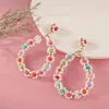 Boucles d'oreilles créoles perles de rocaille pour femmes rétro Floral multicolore géométrique cercle mode bijoux accessoires 2023 vente en gros