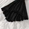 Freizeitkleider Kleider für Damen Vintage Gothic Kleid Elegant O-Ausschnitt Kurze Puffärmel Hohe Taille Mittellang Dark French Chic Vestidos G230322