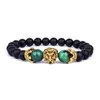 Strand Classic Crown Lion Bracelet Men Yellow Sun Lake Tiger Eye Onyx Stone Handmade Charm For Women Jewelry Pulsera Hombre