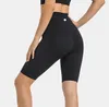 Ll shorts de yoga esportes femininos sem costura quinta calças de cintura cruzada correndo fitness elástico ginásio roupa interior treino leggings curtos ll952