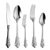 Dinnerware Sets 30Pcs Golden Luxury Set Vintage Tableware Cutlery Knife Fork Spoon Tea Spoons Kitchen Utensils Drop