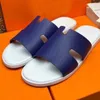 Herr tofflor sandal Izmir lägenheter kalvskinn läder utomhus strand sippers slide herr flip flop gummisula pop sandaler breda skor 38-46Box lyxdesigner