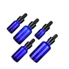 青いガラスローションボトル5-100mlドロッパーオリジナルエッセンスサブボトルと黒いふたとピペット