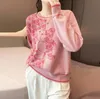 Diseñador Suéteres de mujer Lana pura Medio cuello Jersey puff Vestido Cachemira Casual Tops de punto Chaqueta femenina