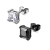 Rock Square 4 Prong Black White Zirconia Stud örhängen för män rostfritt stålörhängen isade ut hiphop smycken