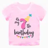 T-shirts Fille Anniversaire Dessin Animé T-shirt pour Filles Tshirt Numéro 2 3 4 5 6 7 8 Graphique Enfants Vêtements Garçons Lettre Imprimer Été À Manches Courtes 230322