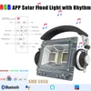 ソーラーフラッドライトスマートアプリコントロールRGBカラーフラッドライト音楽リズムIP65アウトドアランプ800W-60Wスタジアム、クラブ、中庭用