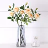 Decoratieve bloemen kransen kunstmatige roze hydraterende 3 rozen gedroogde bruiloftdecoratie woonkamer thuis decor luxe rozencoratief