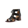 Sandals Royesic 2023 Women's Sandal Barefoot Gladiator Thick Heel Retro Roman Style äkta läderstorlek 33-40