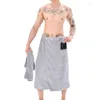 Men's Sleepwear Men Bath Towel Wearable Thicken Microfiber Bathrobe Skirt With Pocket Fast Drying For Adults Gym Beach Spa Swimming Running