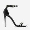 Italien design polerade sandaler skor kvinnor strass studs patent läder guld silver svart hög klackar fest klänning bröllop lady sexig promenad eu35-43