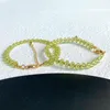 Bracelet en cristal naturel péridot vert gros brin perle à facettes pour les femmes frais réglable main rangée bijoux de mode JoursNeige