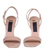 Kvinnor Sandal High Heel Keira Calfskin Sandaler Ankel-remmen Öppen tå Guldpläterad koldesigner Pumpar Gladiator Sandalias med Box EU35-43