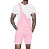 Herrbyxor rosa denim övergripande shorts för män mode hip hop streetwear mens jeans plus size sommar korta jean jumpsuits