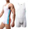 Undershirts Men Leotard Sports Workout Bodysuit Shorts Wrestling Singlet Fitness Jumpsuit Sexy Slip Ice Silk Underwear Swimwear