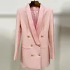 Abiti casual Donna Blazer Abito doppio petto con intaglio Primavera Autunno Tunica a vita alta 2023