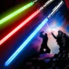 LED Rave Toy2 in 1 Lightsaber Smooth Swing Heavy Dueling RGB 7 Colors Shange SoundFonts Forc Foc Blaster Toys Jedi Laser Sword 230322