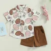 Kleidungssets 1222 Lioraitiin 05 -Jährige Baby Kinder Jungen Ostershorts Set Kurzarm Rabbit Print Buttondown Hemd 230322