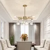 Chandeliers Modern Transparent Glass LED Chandelier Ceiling Light Home Dining Room Bedroom Lamp Meal Hanger Interior Lighting Decoration