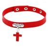 Choker PU Leder Kreuz Halskette Anhänger 2023 Gothic Punk Frauen Männer Schmuck Party Geschenk Großhandel