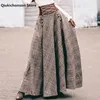 Skirts French Chic Vintage High Waisted Button Design Back Lace-Up Corset Skirt Women Autumn Winter Thick A-Line Long Maxi Wool Skirts 230322