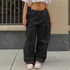 Kadın Pantolon S Y2K Giyim Büyük Boy Çizme Düşük Bel Paraşüt Gevşek Fit Sweatpants Pantolon Jogger Kargo Sokak Giysileri 230322