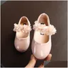 Sneakers Baby Girl Leather Shoes Kids Floral Princess Children Jurk With Pearls Sweet Soft Elegant for Party 22 31 220525 D DHM2O