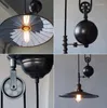 Chandeliers Bar Retro Pulley Pendant Lamp Lifting Light Kitchen Rought Iron Wheel E27 Led Home Fixtures Dining Room Hanging Lampe