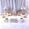 Bakeware Tools 8pcs-13pcs Mirror Wedding Decoration 3 Tier Cupcake Display Gold Metal Cake Stand Stand Stand