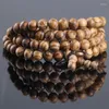 Strand Sennier Natural Vietnamese Agarwood Incense 108 Beads 6mm 8mm Buddha Prayer Malas Bracelets Rosary Wooden Bangle Jewelry