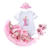 衣料品セットローズスカートセット4PCS BORN BEABRIGHEN ROMPER INFANT OUTFITS PRINCESS幼児の子供服