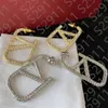 Designer Donna Stud Lusso Placcatura in oro 18 carati a forma di cuore Strass di cristallo Oro V Lettera Gioielli in argento Classico Senza scatola