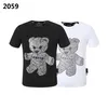 PLEIN BEAR T SHIRT رجالي مصمم بلايز ماركة الملابس حجر الراين PP الجمجمة الرجال تي شيرت جولة العنق SS تيدي الزجاج والبلين مع بلورات الهيب هوب التي شيرت أعلى المحملات 161229