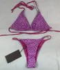 Sexig Bikini Pool Textil Dam Brevtryckt Lyx Designer Baddräkt Push Up Badkläder Set Brasiliansk Baddräkt Sommar Strandkläder Baddräkt XL