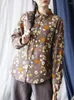 Women's Blouses Johnature Women Vintage Print Floral Shirts en Tops Cotton Long Sleeve kleding 2023Autumn Soft Sweet Loose