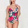 Sexig push up womens One Piece baddräkter stor storlek Shirred Badkläder vintage bodysuit Mage Control Bathing Suits L-4XL