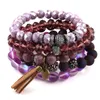 Bracelets d'énergie de mode de brin beau ensemble de Bracelet rouge/noir pierre naturelle verre cristal pavé pour femmes brins de perles