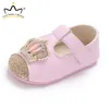 Первые ходьбы детские туфли милые розовые корона цветочные лаки принцесса Девушка Коттон Мэри Джейн рожденная малыш. 230322