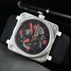 AAA Model Sport Rubber Watchband machinery Bell Luxury Multifunction Watch Business Stainless Steel Man Ross Wristwatch