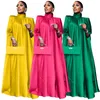 Vestidos casuais Africano Longo Dress Ribbon Summer Spring Women Mulheres Turtleneck Sleeve Maxi Robe Roupos Mn-M3446